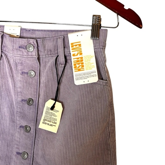 Levi's Buttonfront Corduroy Skirt- Purple Cord A-Line Mini Skirt- Size 25 - Picture 9 of 16